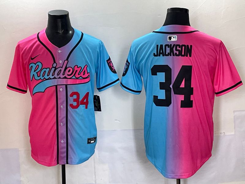 Men 2025 Oakland Raiders #34 Jackson Blue pink Nike Limited NFL Jersey 003->oakland raiders->NFL Jersey